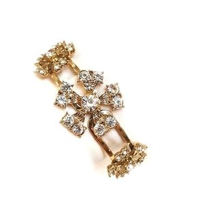 J. Crew Factory Antiqued Gold with Flower Rhinestone Bangle Bracelet